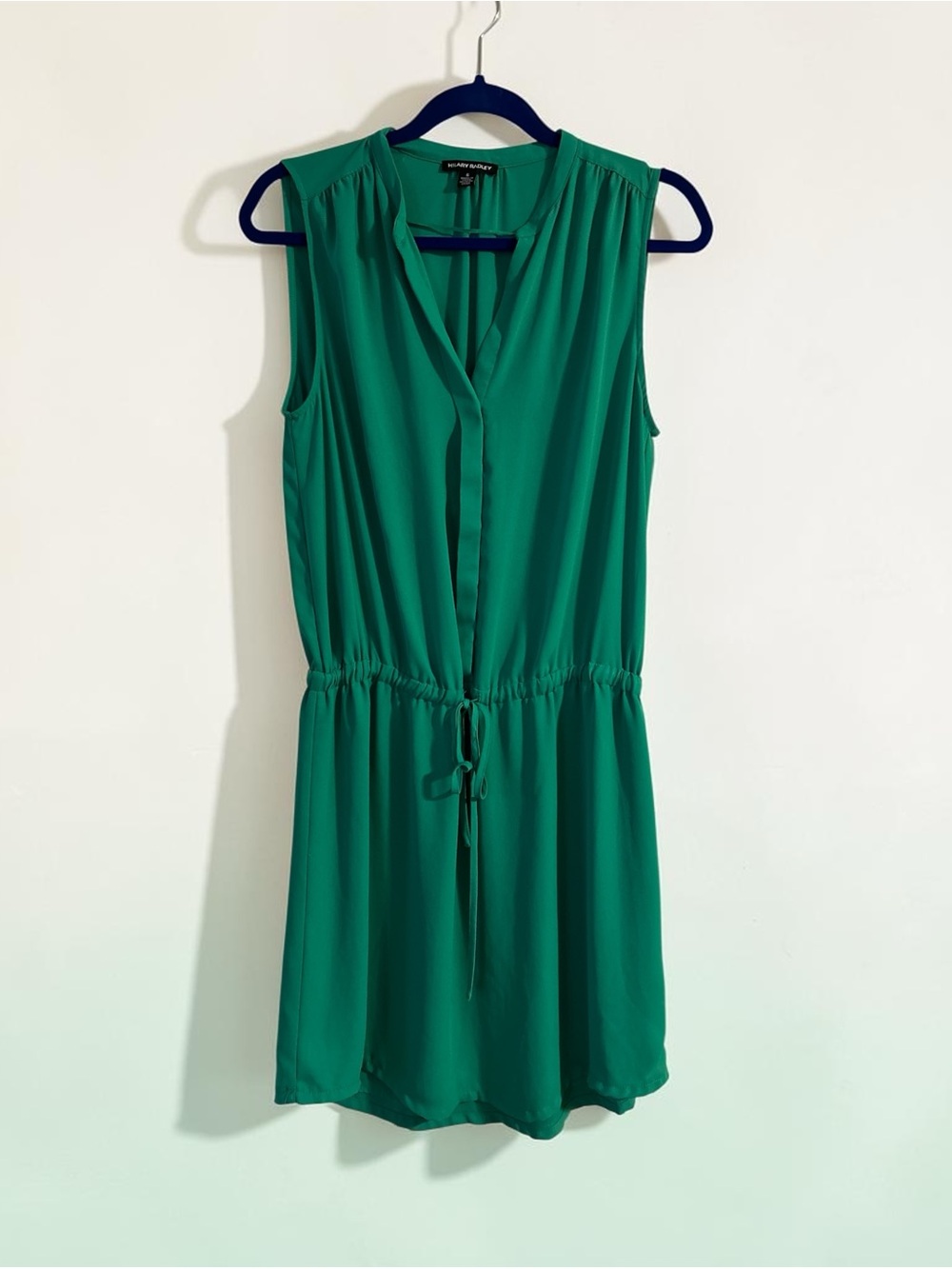 Hilary Radley Emerald Green Sleeveless Tie-Waist Mini Dress